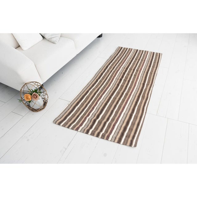 Turkish Organic Vintage Handwoven Kilim Runner For Sale - Image 3 of 8