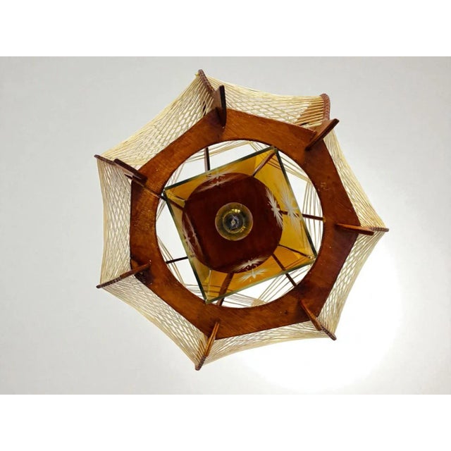Mid-Century Modern Wood and Glass Hanging Lamp, 1960s For Sale - Image 9 of 16