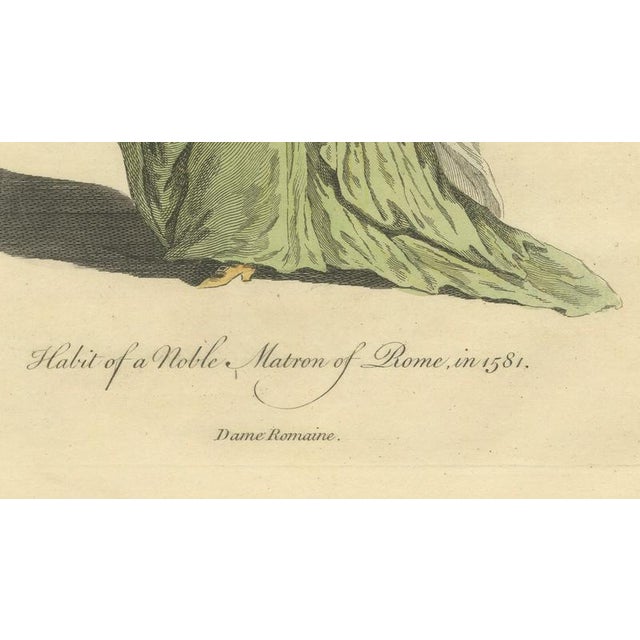 Blue European School, Roman Noblewomen Costume, 1749, Paper Engravings For Sale - Image 8 of 9