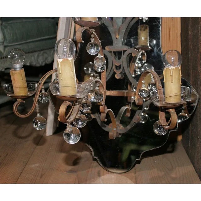 Large French Medallion Shaped Mirrored Sconce For Sale - Image 4 of 8