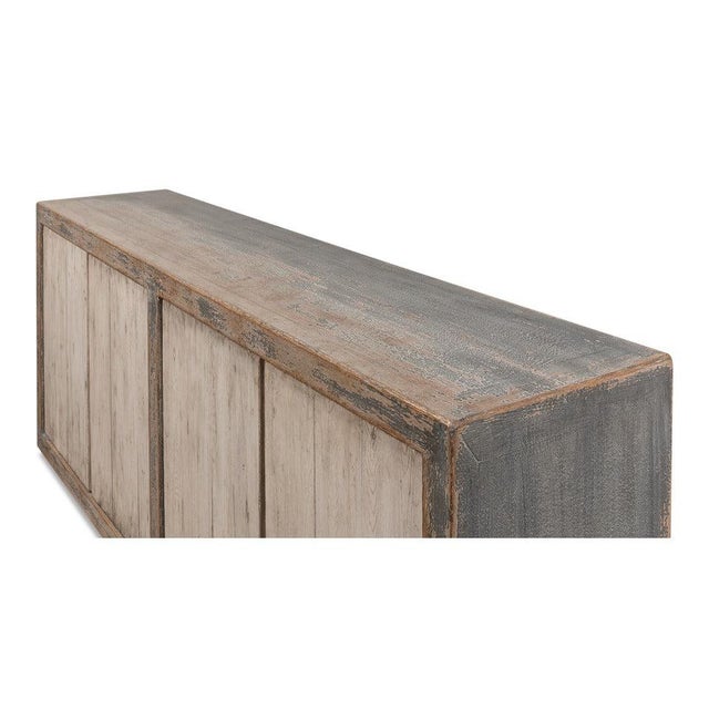 Wood Transitional Reclaimed Pine Sideboard, 90" - Soft Grey Two-Tone For Sale - Image 7 of 10