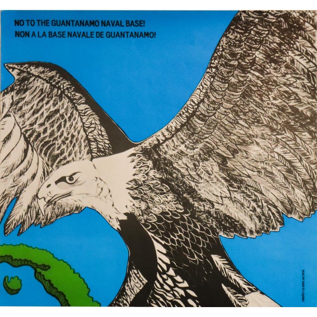 Brutalist 1991 Cuban Poster, No to the Guantanamo Naval Base! By Ospaaal, Gladys Acosta For Sale - Image 3 of 3