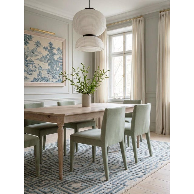 Theseus Hand-Tufted Maze Rug, Sky Blue, 6x9 For Sale In Atlanta - Image 6 of 7