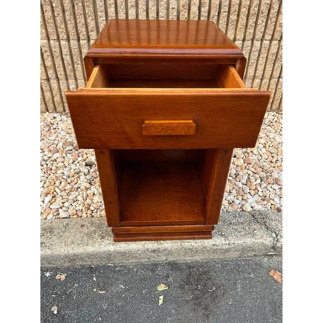 Art Deco Art Decor Style Mahogany Burled Wood Open Space Bedside Table or Side Cabinet. For Sale - Image 3 of 11