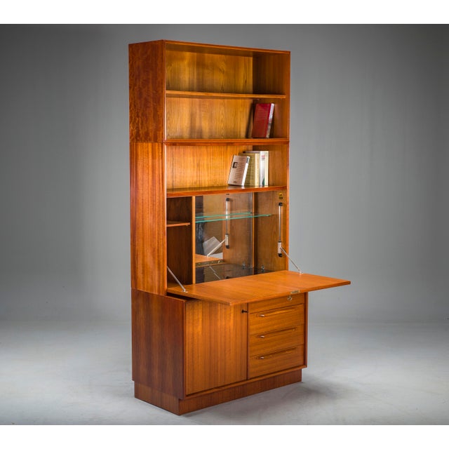 Large Vintage Bookcase with Bar in Teak by Heinrich Riestenpatt, 1960s For Sale - Image 4 of 17