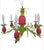 Chartreuse Vintage Custom Hand Painted Palm Beach Regency Pink Green Pineapple 6 Light Chandelier W/ Striped Shades For Sale - Image 8 of 12