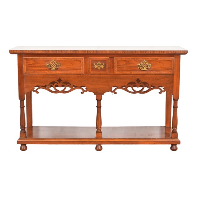 Baker Furniture Georgian Carved Walnut Sideboard Buffet or Console Table For Sale