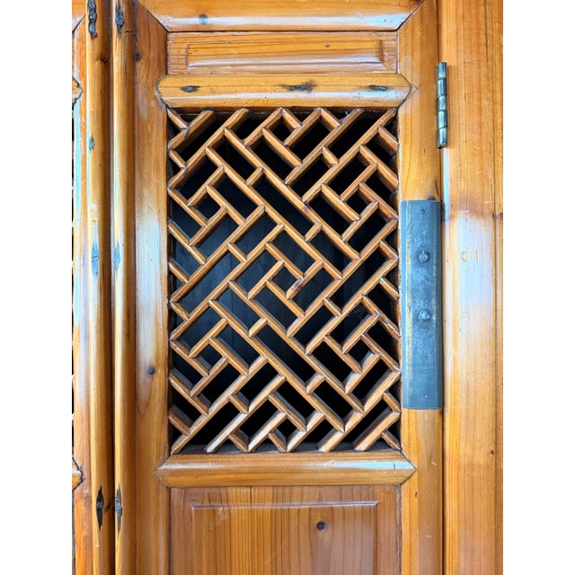 Vintage Chinese Chicken Coop Cabinet With Lattice Doors For Sale - Image 4 of 6