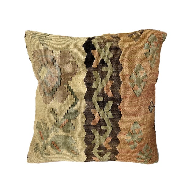 Vintage Tribal Konya Kilim Pillow Cover 16 by 16" For Sale - Image 4 of 9