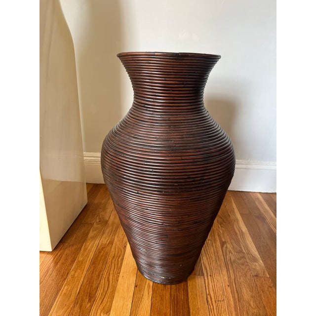 Boho Chic 1970s Gabriella Crespi Style Pencil Reed Floor Vase For Sale - Image 3 of 5