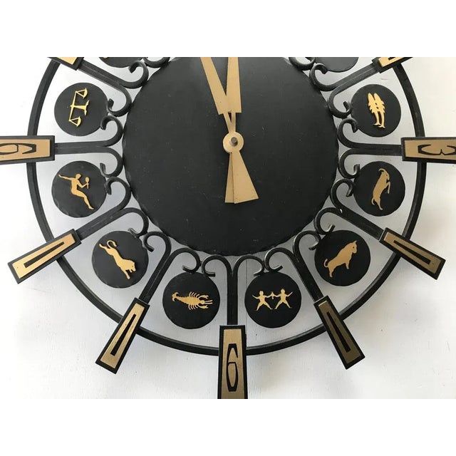 Metal Zodiac Wall Clock, Germany, 1970s, in Very Good conditions. Designed 1950 to 1959
