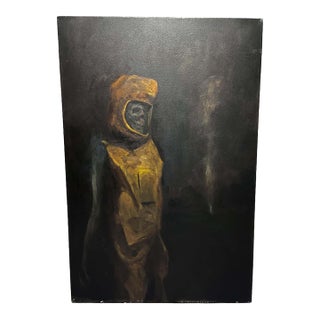 Walt Morton “Zombie Painting” 1995 Oil Study, Surreal, Dead Astronaut, 24x36 For Sale