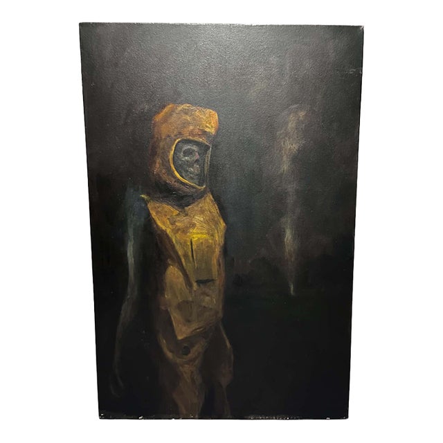 Walt Morton “Zombie Painting” 1995 Oil Study, Surreal, Dead Astronaut, 24x36 For Sale