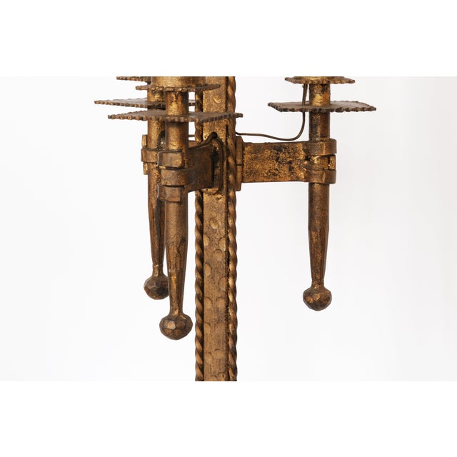 Mid-20th Century Golden Wrought Iron Tripod Table Lamps by Ferro Art, Set of 2 For Sale - Image 14 of 16