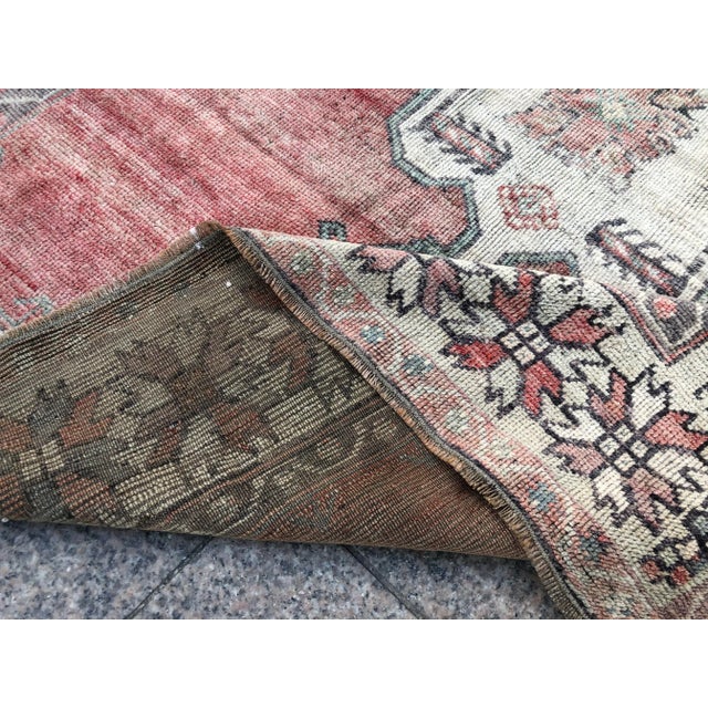 1960s Vintage Tribal Handmade Turkish Faded Rug- 3′8″ × 5′10″ For Sale - Image 4 of 11