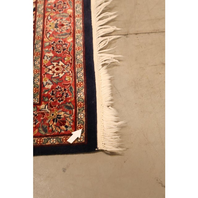 Navy Blue Persian Kashan Style Hand Tied Rug — 31" x 55" For Sale - Image 8 of 18