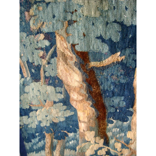 Aubusson French Tapestry Verdure Red Parrot in a Tree 18 Century For Sale - Image 10 of 15