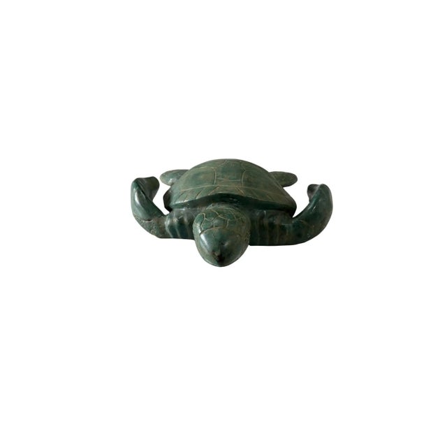 Figurative Modern Solid Brass Sea Turtle Sculpture, Cast Technique From Indonesia For Sale - Image 3 of 10