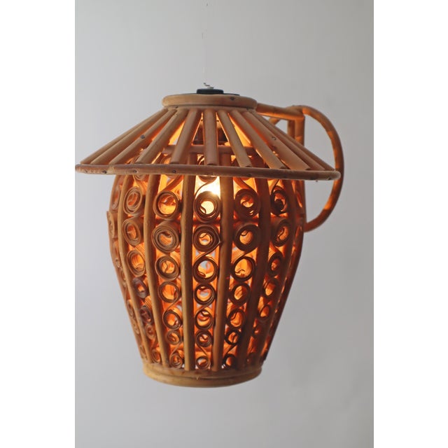 Mid-Century Modern Bamboo Lantern Wall Lights, 1950s, Set of 2 For Sale - Image 3 of 18