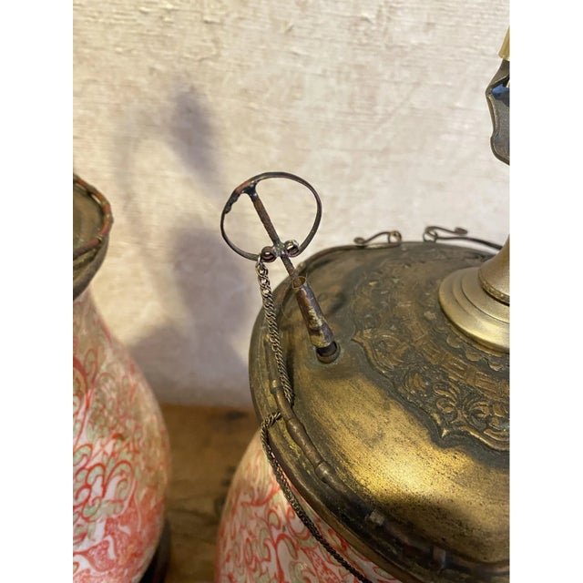 Early 20th Century Vintage Porcelain Chinoiserie Vessel Table Lamps—A Pair For Sale - Image 5 of 10