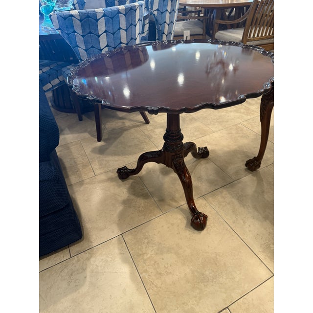 Beautiful Kindel Mahogany Pie Crust Flip top Table from the Winterthur collection, high gloss finish in remarkable...