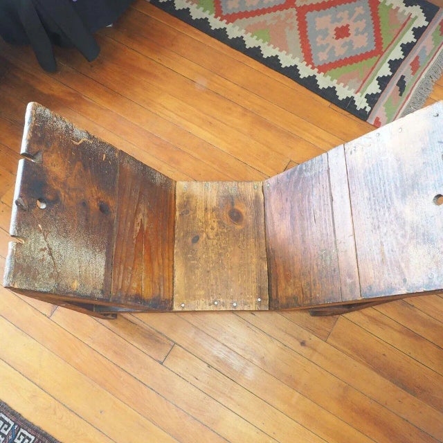 Wood Early 20th Century Antique Wood Bookshelf Primitive Design For Sale - Image 7 of 10