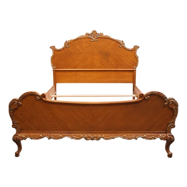 Vintage Antique Solid Maple French Provincial Rococo Revival Full Size Bed 11200 For Sale