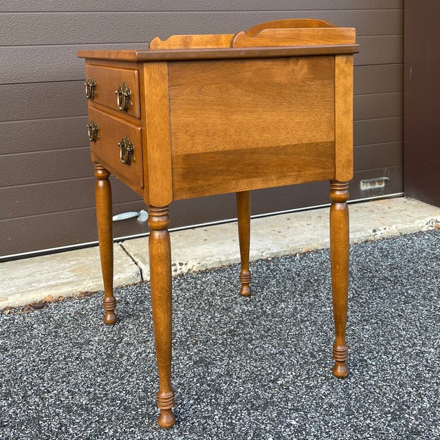 1960s Ethan Allen Heirloom Nutmeg Maple Traditional 2 Drawer Nightstand