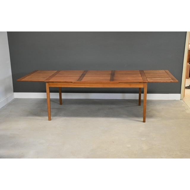 Mid-Century Modern 1960s Refinished 72”-111” Danish Modern Cherry Draw Leaf Dining Table For Sale - Image 3 of 11