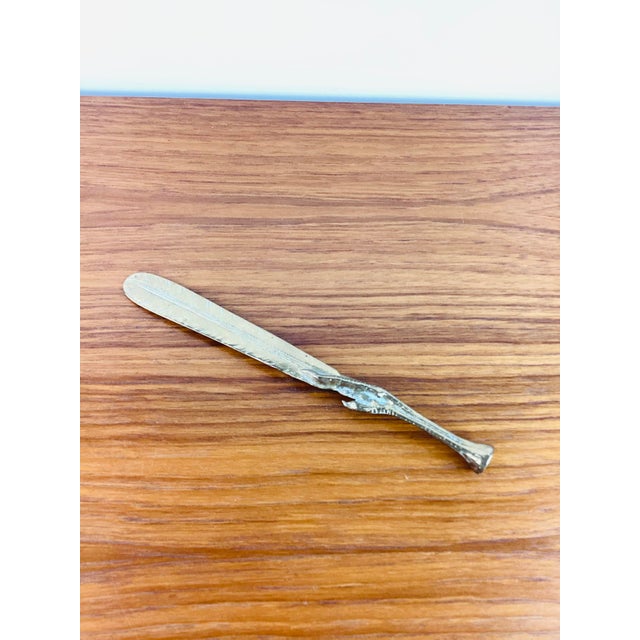 1970s Vintage 1970s Brass Feather and Bird Foot Letter Opener For Sale - Image 5 of 7