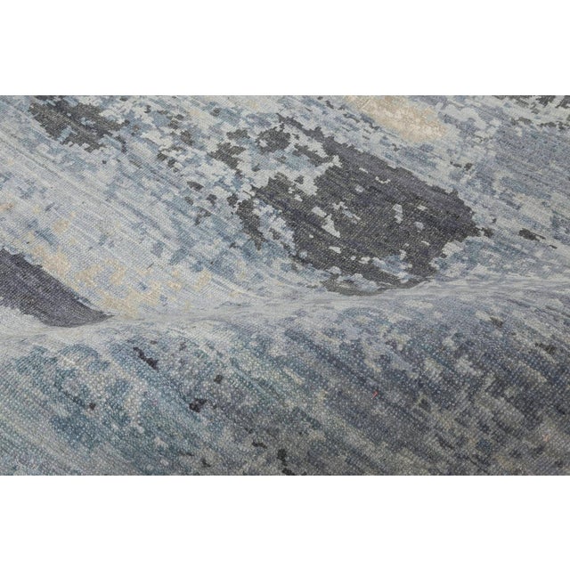 Contemporary Hand-Knotted Abstract Wool Rug in Cool Tones by Doris Leslie Blau For Sale - Image 4 of 7