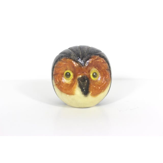 Hand Carved Italian Alabaster Owl Mid Century For Sale - Image 6 of 10