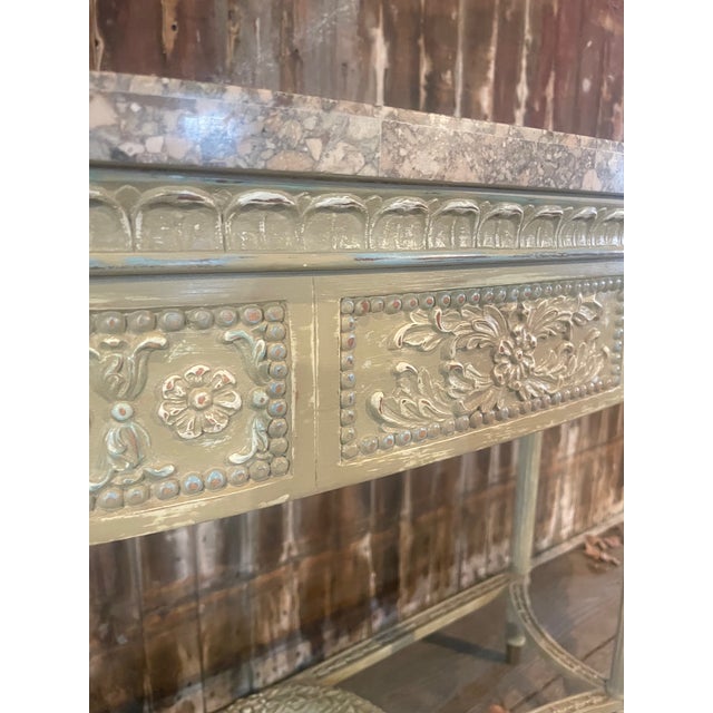 Theodore Alexander Painted Console Table With Stone Top For Sale - Image 4 of 14