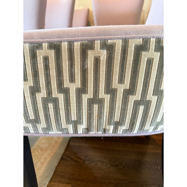 Set of 8 Custom Dining Chairs in Lavender Wool For Sale - Image 4 of 12