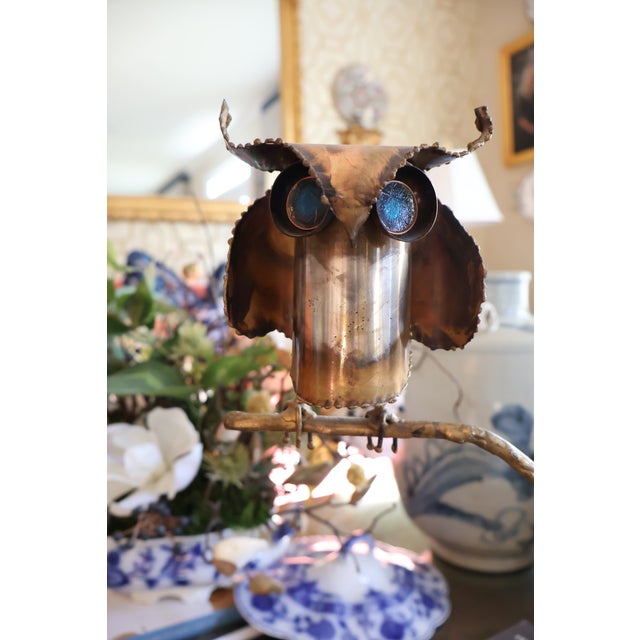1969 C. Jeré for Artisan House Signed Owl on Branch Sculpture on Stone Base For Sale - Image 14 of 18