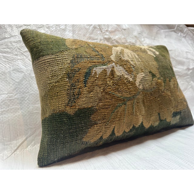 Baroque 17th Century Brussels Tapestry Fragment Pillow With Floral Motif For Sale - Image 3 of 5