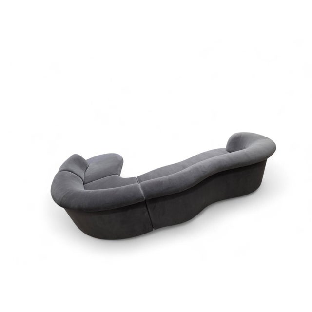 Postmodern Vladimir Kagan Style Serpentine 3 Piece Sectional Sofa by Weimann Newly Reupholstered in a Charcoal Alpaca...