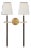 Thomas O'Brien for Visual Comfort Signature Bryant Large Wrapped Double Tail Sconce in Hand-Rubbed Antique Brass and Chocolate Leather w/ Linen Shades For Sale