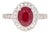 Roshe Jewels 2.99 Carat Natural Ruby Diamond Ring in 14k White Gold, Size 7 For Sale