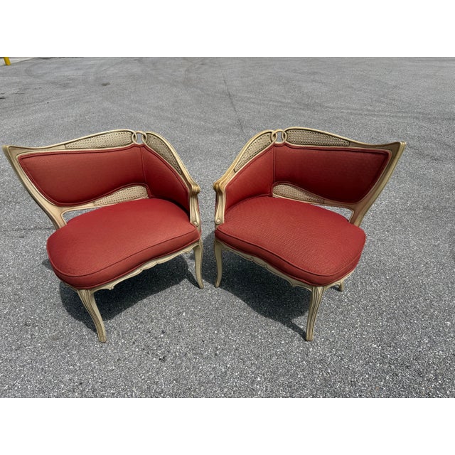 1940s French Provincial Fauteuil Carved Wood Upholstered Chairs For Sale - Image 4 of 17