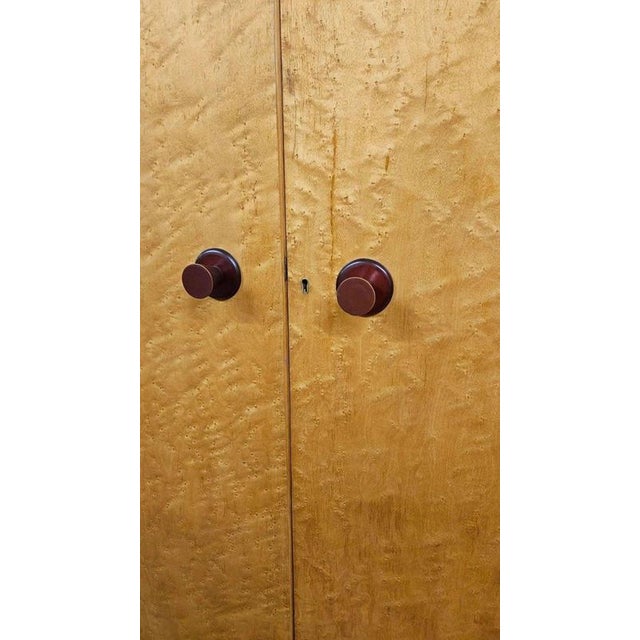 Art Deco British Birdseye Maple Wardrobe with Phenolic Handles, 1930 For Sale - Image 6 of 12