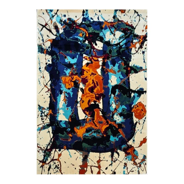Tapis Sam Francis SF-312 pièce unique noué à la main en laine soyeuse sur coton dimensions 205 x 290 cm 81 x 114 in Ce...