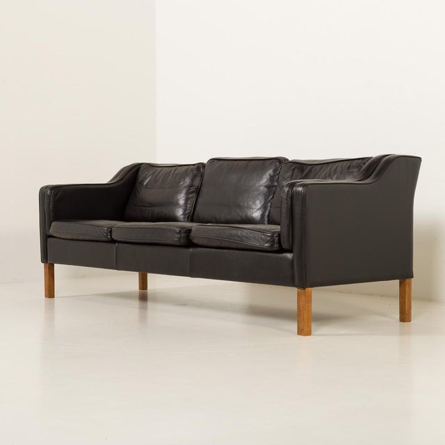 1970s Black Leather 3-Seater Sofa from Mogens Hansen, 1970s For Sale - Image 5 of 16