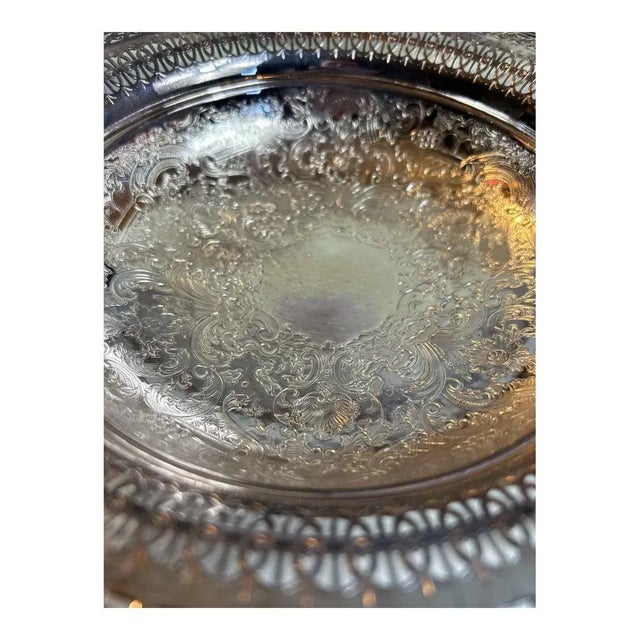 Metal Vintage Barker Ellis Round Silverplate Pedestal Compote Bowl Dish For Sale - Image 7 of 9