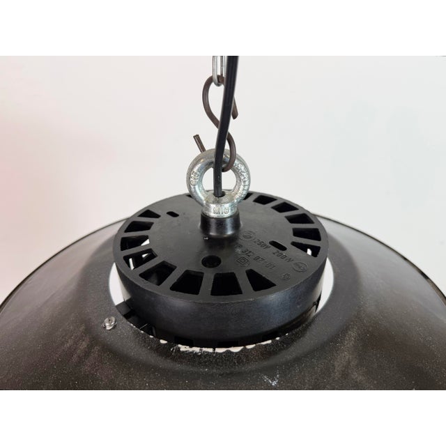 Mid-Century Modern Industrial Grey Enamel Pendant Lamp with Milk Glass from Elektrosvit, 1960s For Sale - Image 3 of 18
