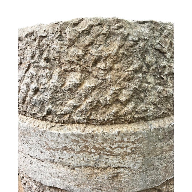 Vintage Mid 20th Century Granite Chiseled Barrel Planter For Sale In Los Angeles - Image 6 of 8