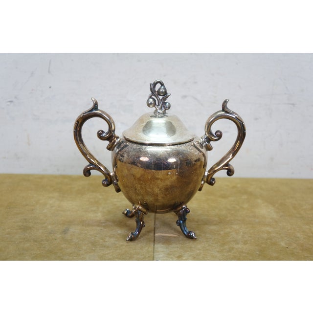 Vintage Birmingham Silver Co Plated Tea Set Tilting Kettle Sugar Creamer - 5 Pieces For Sale - Image 6 of 18