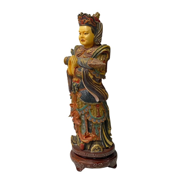 Chinese Resin Home Guardian Skanda Wei Tuo Idaten Figure For Sale - Image 4 of 6