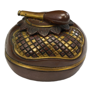 Japanese Meiji Inkwell Mixed Metal Lotus Design