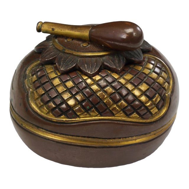 Japanese Meiji Inkwell Mixed Metal Mokugyo Drum Design For Sale